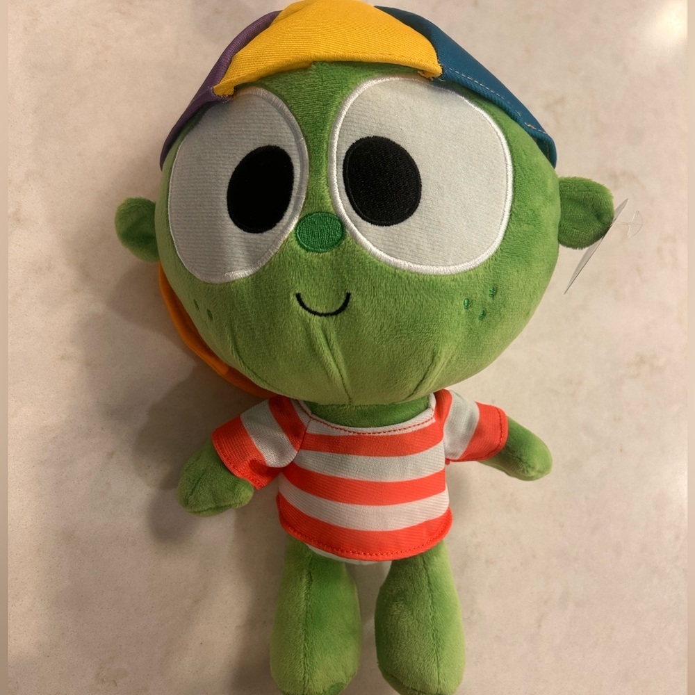 Baby First Tv Interactive Plush Goo goo Gaga Green With Colorful Hat Rare Htf